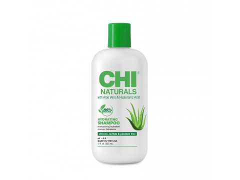 CHI CARE NATURALS Drėkinantis šampūnas su aloe vera ir hialurono rūgštimi, 355 ml